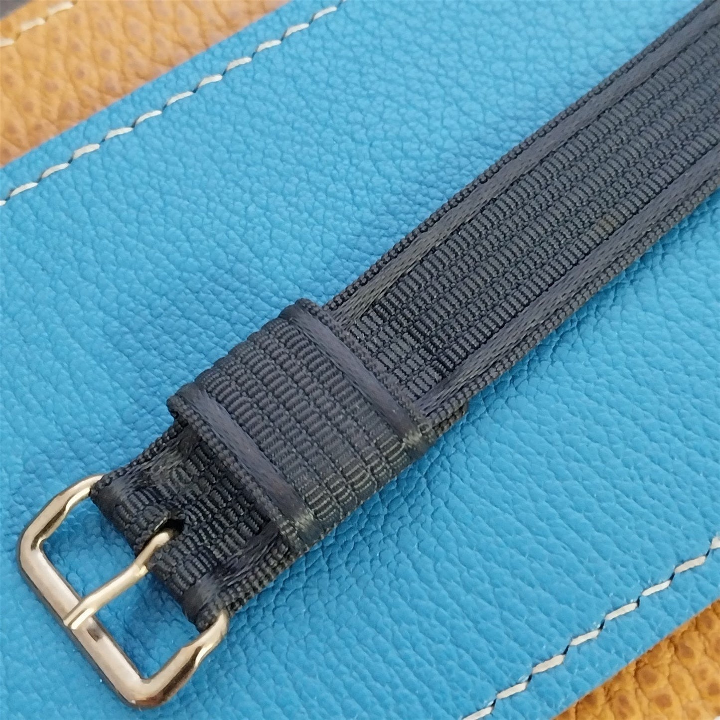 Vintage 17mm Blue Nylon Single-Pass Short Unused 1950s Classic Watch Band