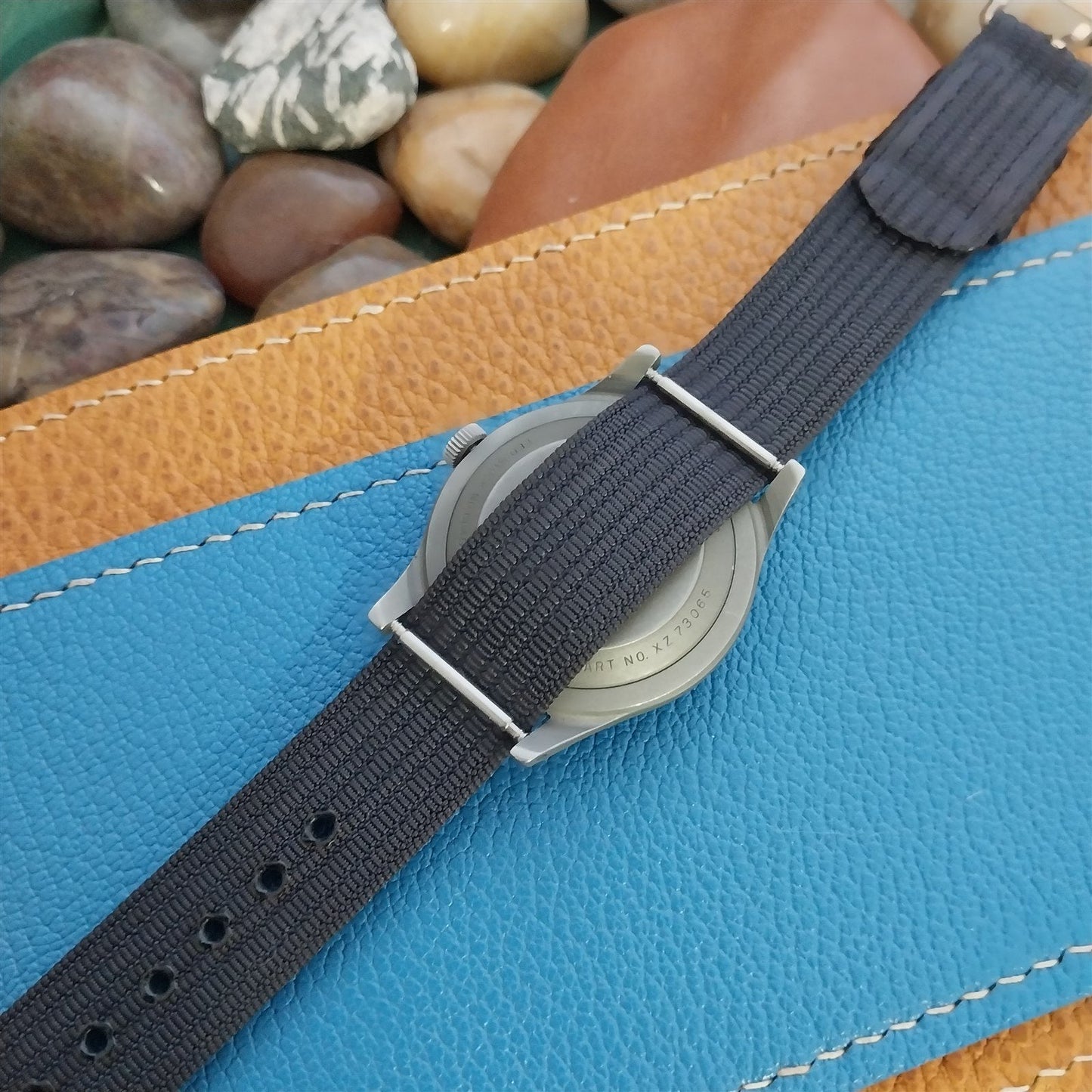 Vintage 17mm Blue Nylon Single-Pass Short Unused 1950s Classic Watch Band