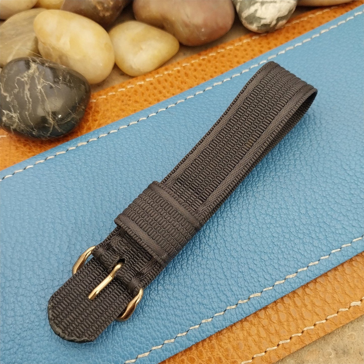 Vintage 17mm Blue Nylon Single-Pass Short Unused 1950s Classic Watch Band