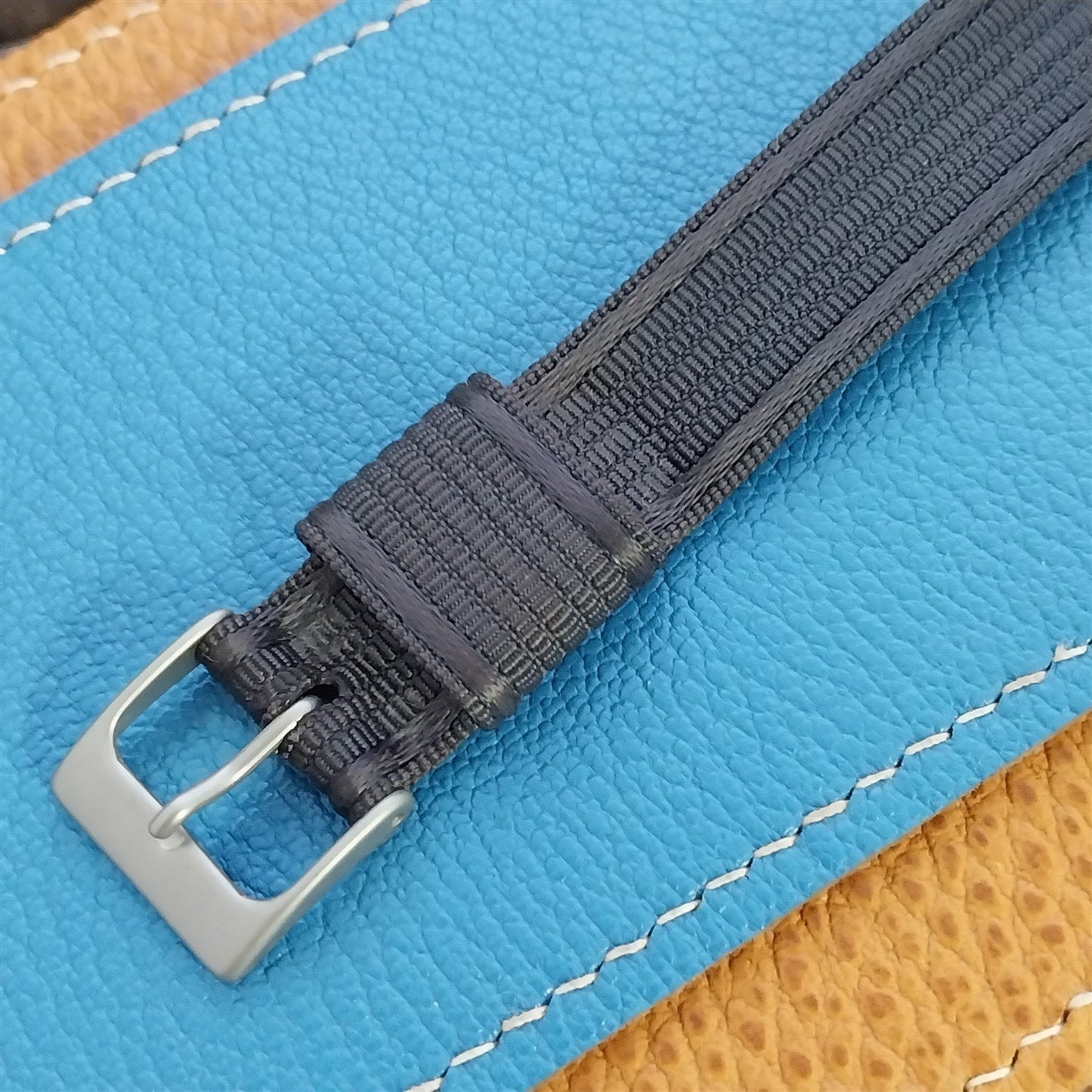 Vintage 16mm Blue Nylon Single-Pass Short Unused 1950s Classic Watch Band