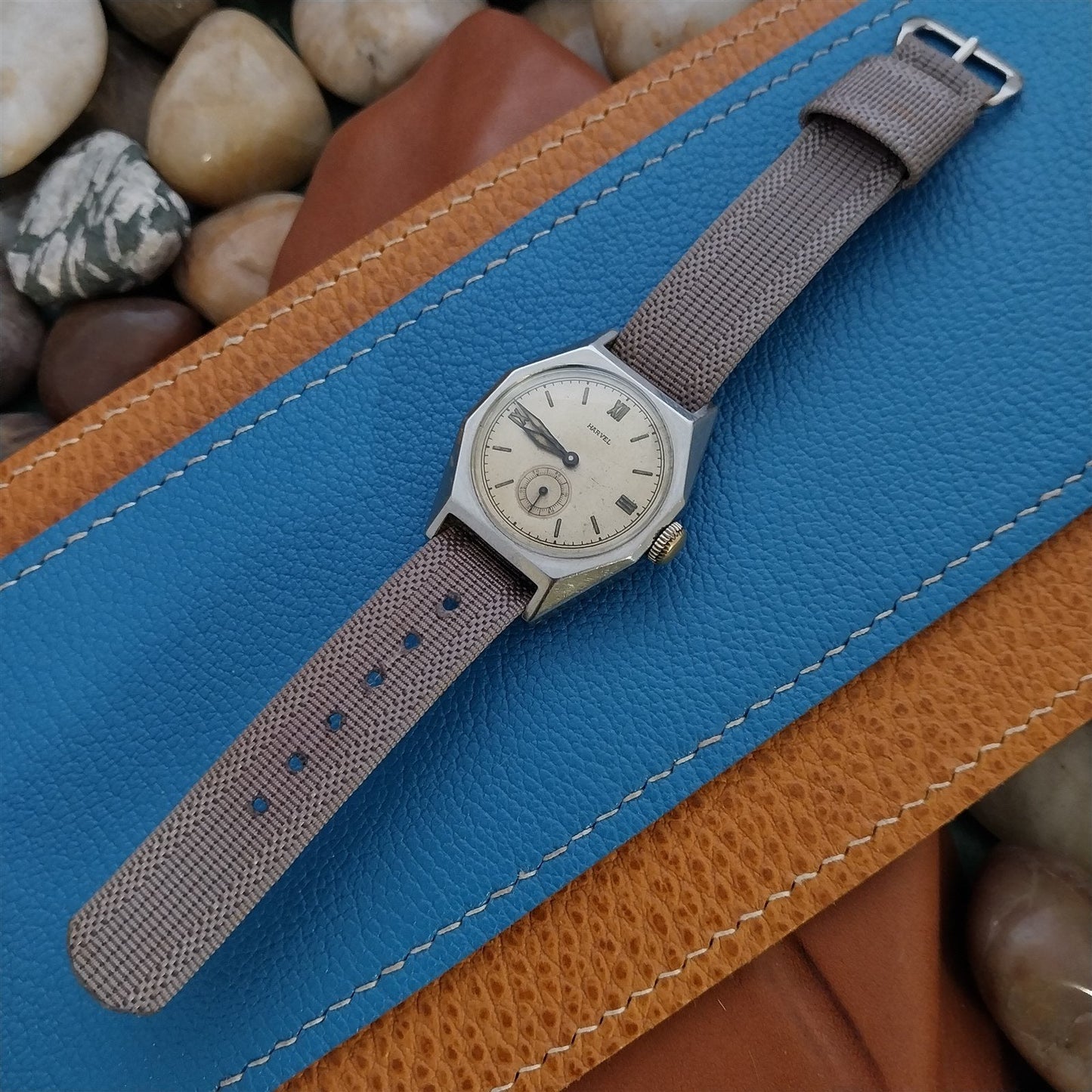 Vintage 15mm Gray Ribbed Nylon Single-Pass Short nos 1950s Classic Watch Band