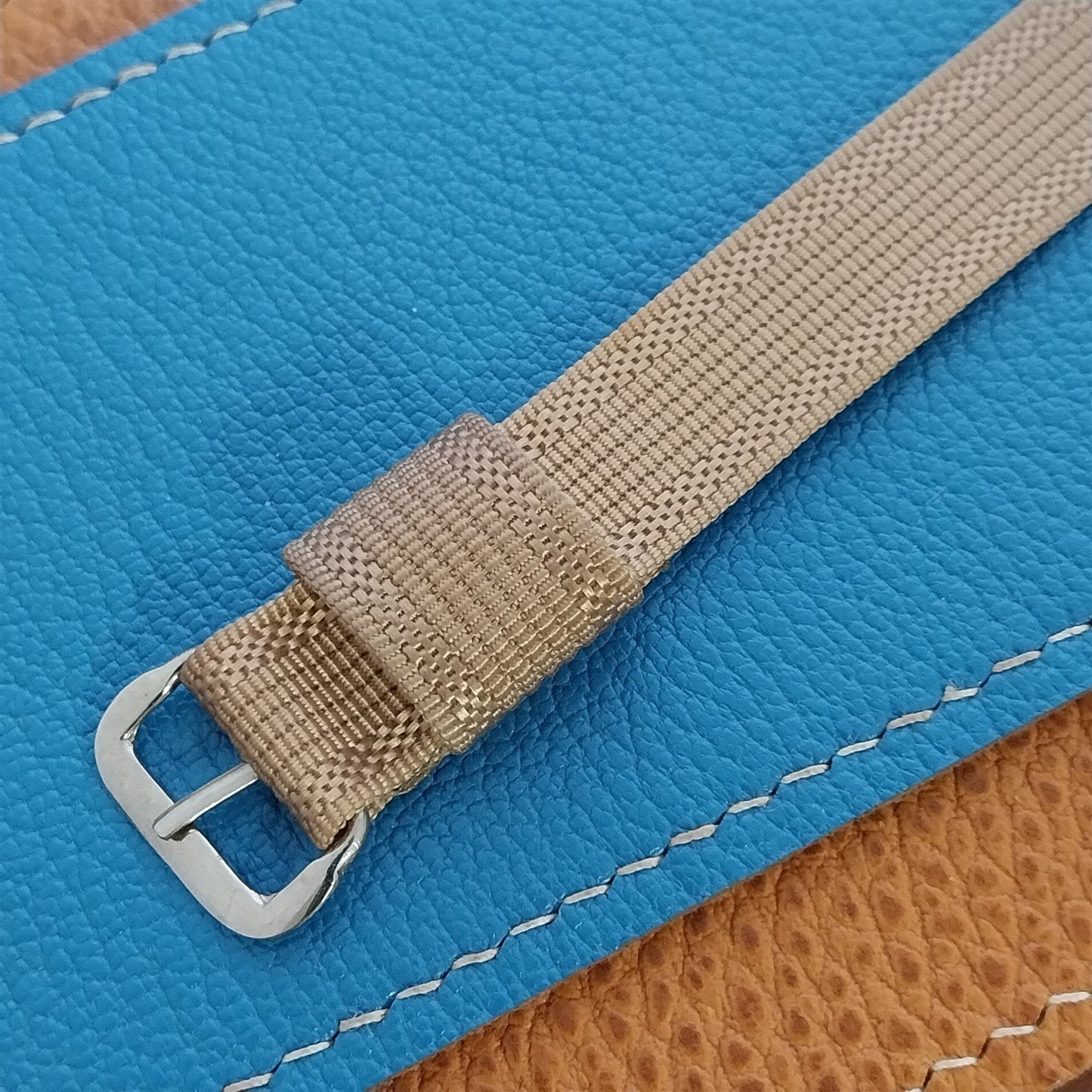 Vintage 14mm Tan Nylon Single-Pass Short Unused 1950s Classic Watch Band