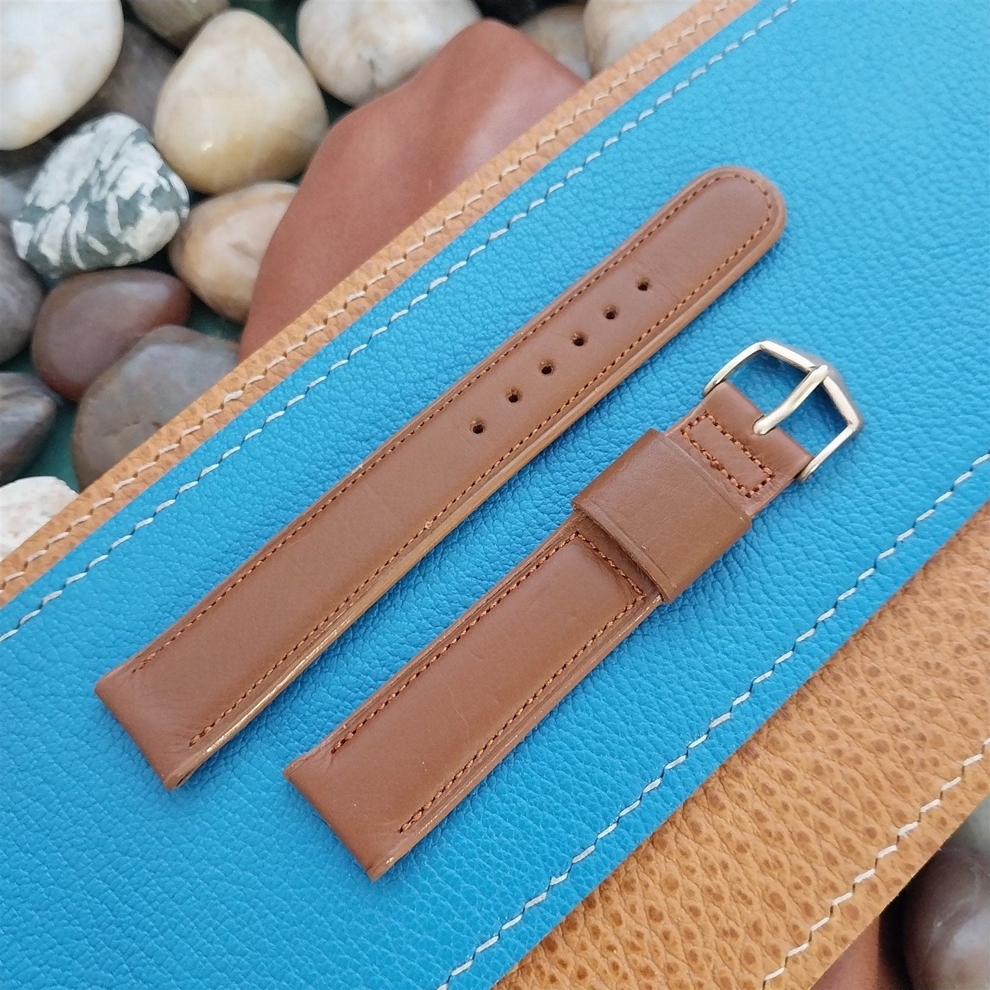 Vintage 17mm Brown Norwegian Calfskin Single-Keeper Unused 1960s Watch Band