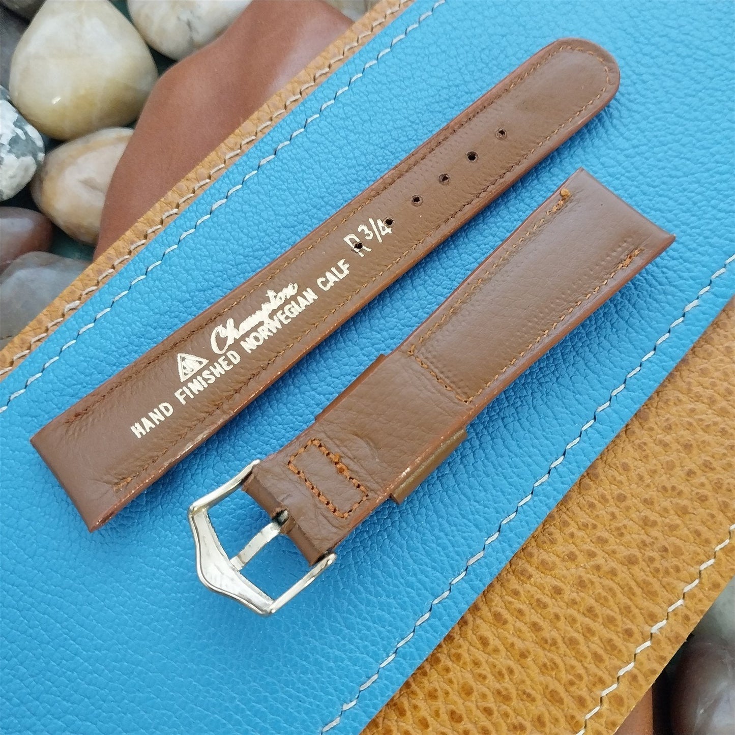 Vintage 3/4" JB Champion Tapered Padded Tan Scandia Calf Unused 1960s Watch Band