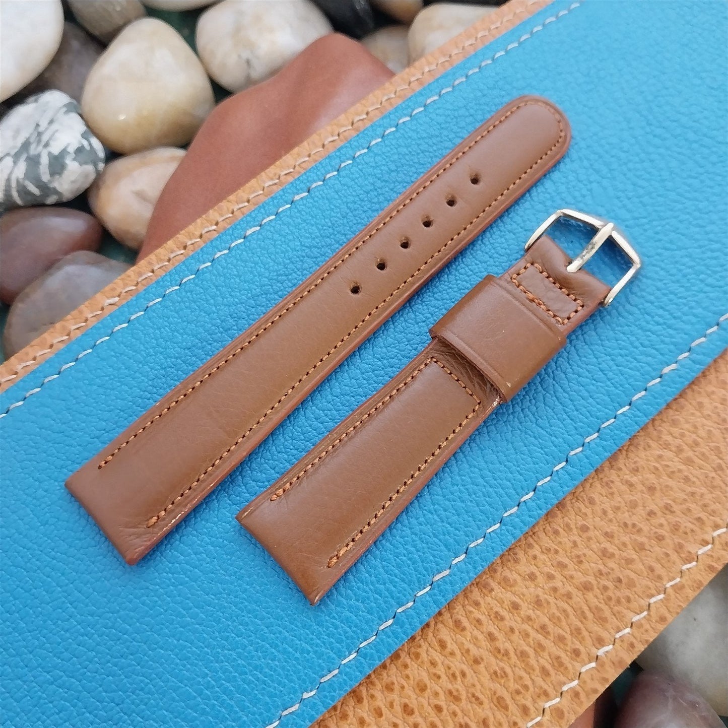 Vintage 3/4" JB Champion Tapered Padded Tan Scandia Calf Unused 1960s Watch Band