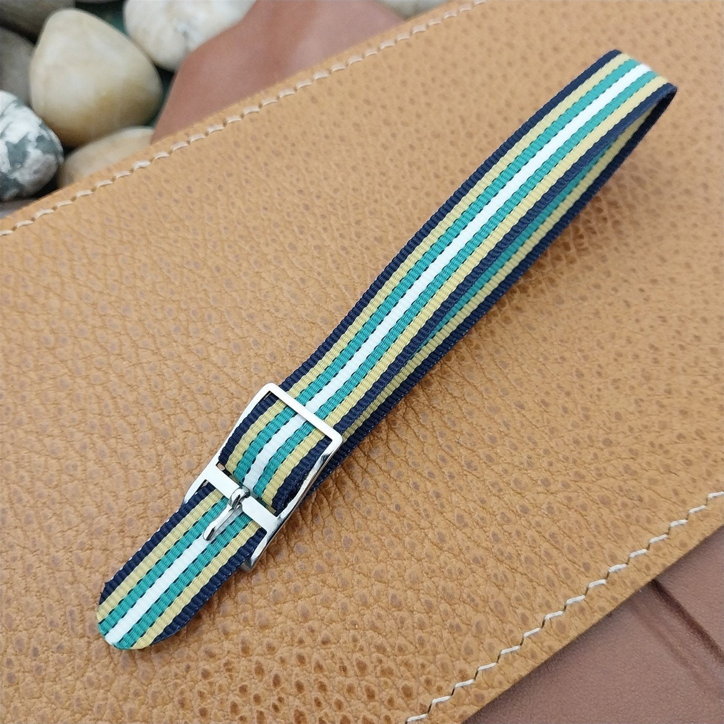 Striped Perlon Vintage 1960s 12mm Womens Single Pass Unused Classic Watch Band