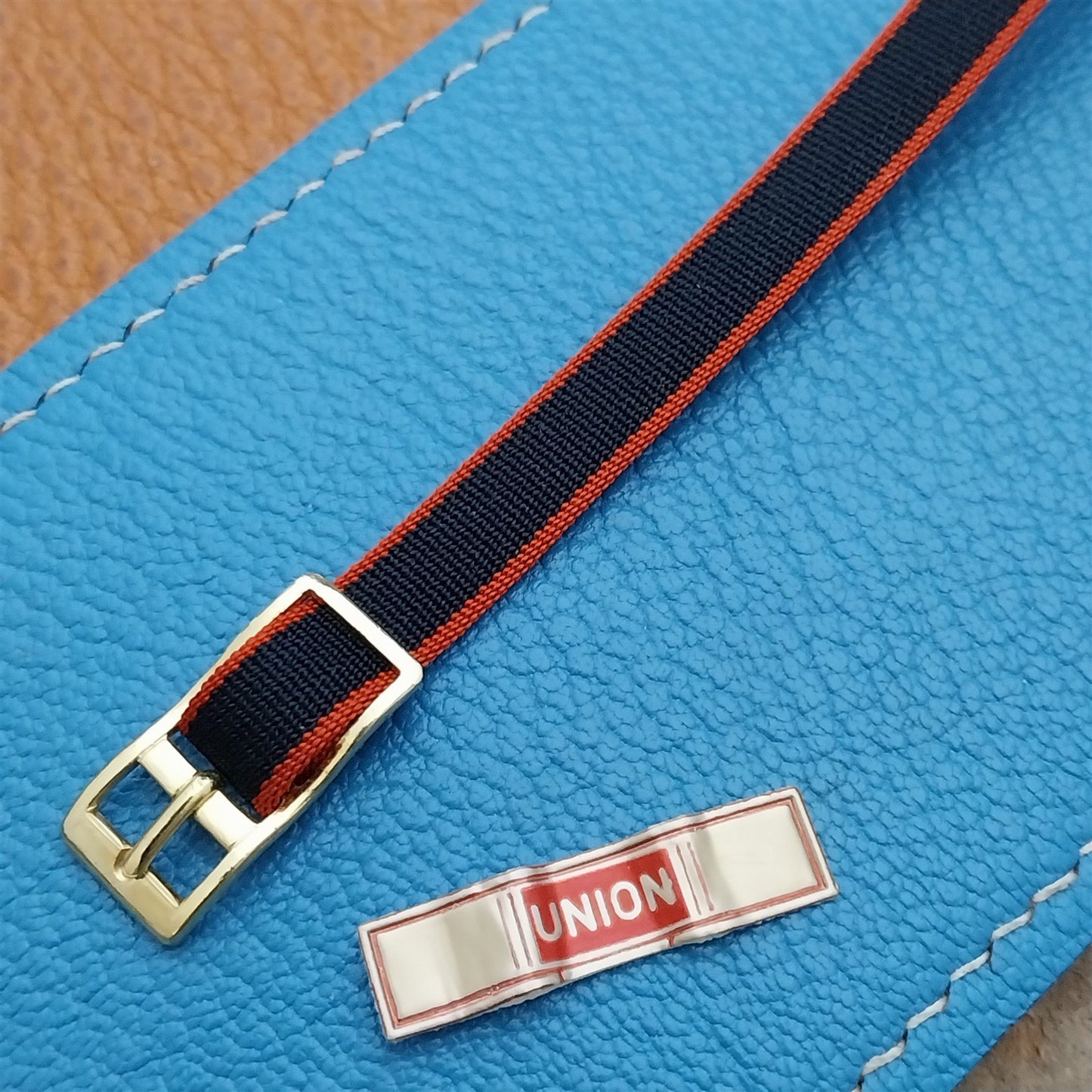 8mm Union Perlon Ladies Single Pass Blue & Red 1960s Vintage Watch strap