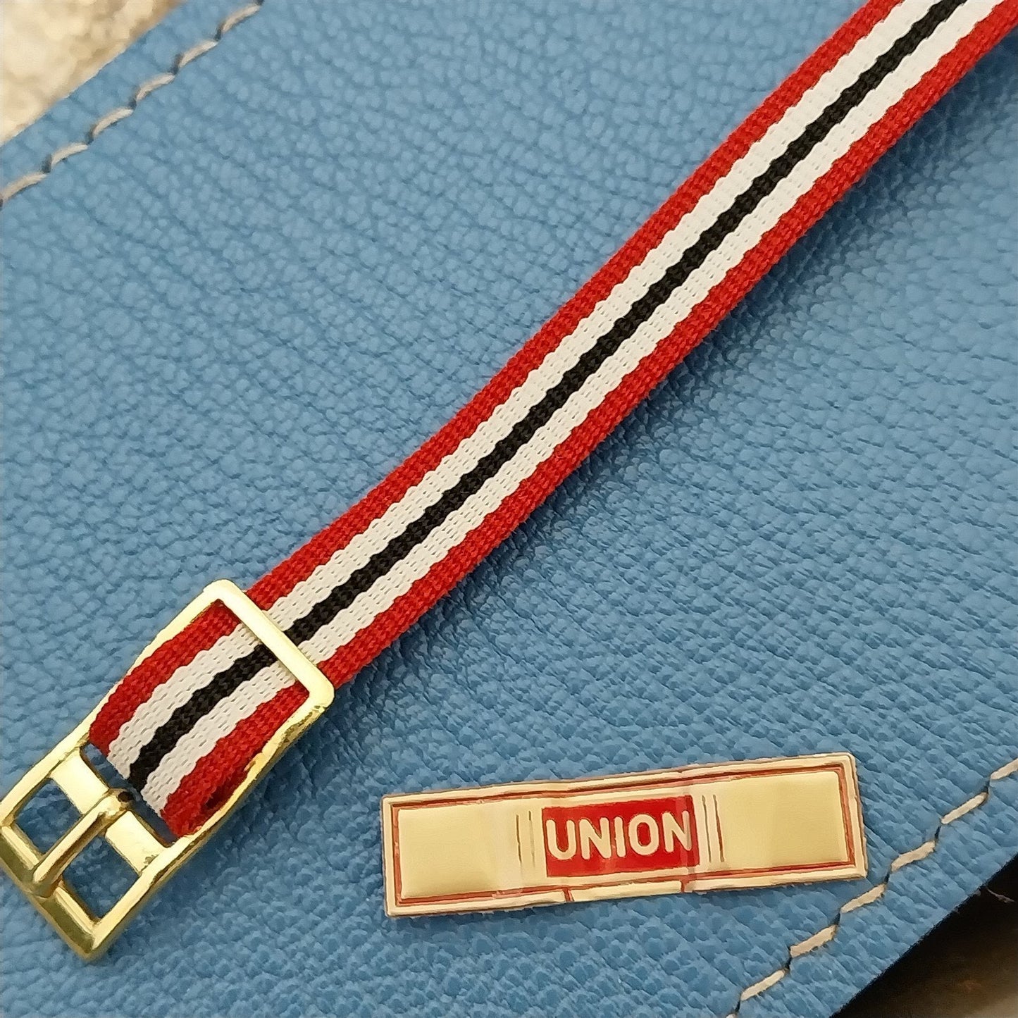 8mm Union Perlon Ladies Single Pass Black & Red 1960s Vintage Watch strap