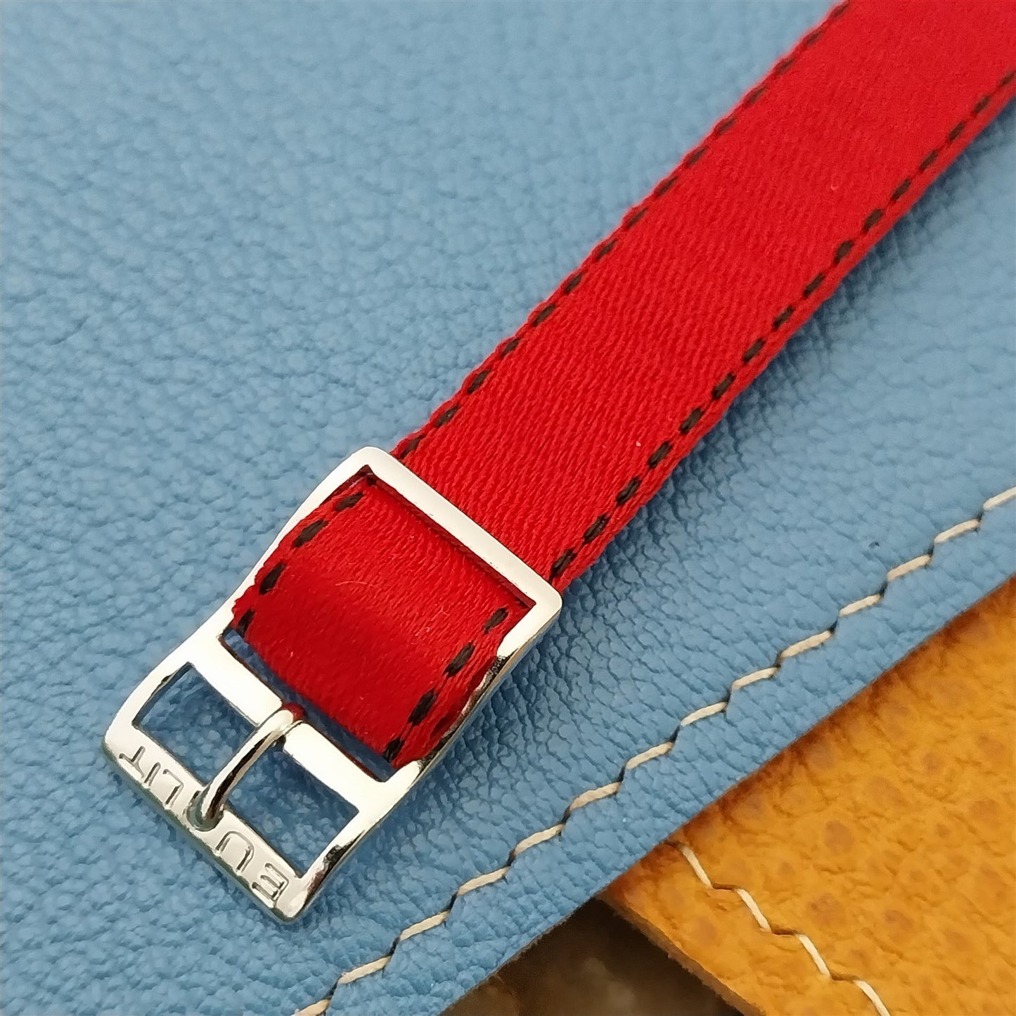 12mm Eulit Logo Buckle Perlon Ladies Red Single Pass 1960s Vintage Watch Band