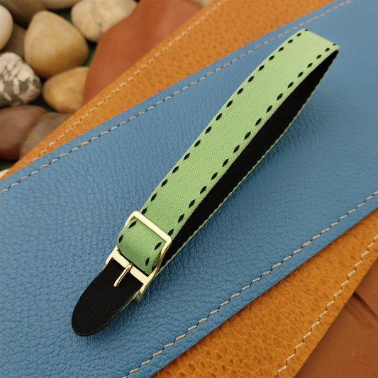 12.5mm Eulit Logo Buckle Perlon Ladies Green Single Pass 60s Vintage Watch Band