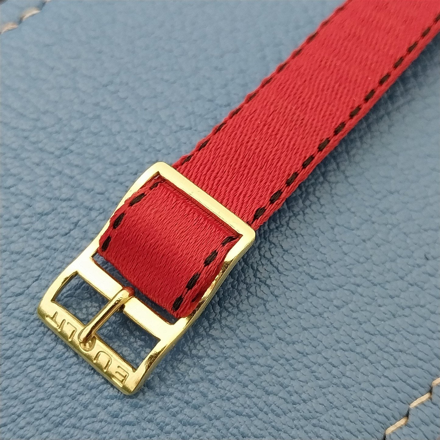 12mm Eulit Logo Buckle Perlon Ladies Red Single Pass 1960s Vintage Watch Band