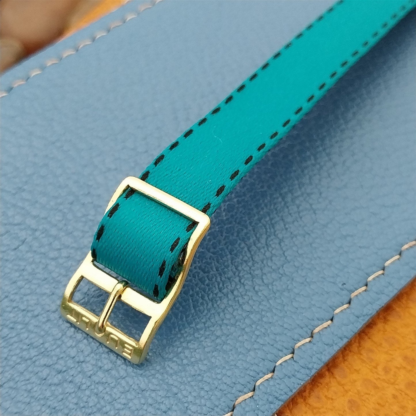 12mm Eulit logo buckle Perlon Ladies Aqua Single Pass 1960s Vintage Watch Band