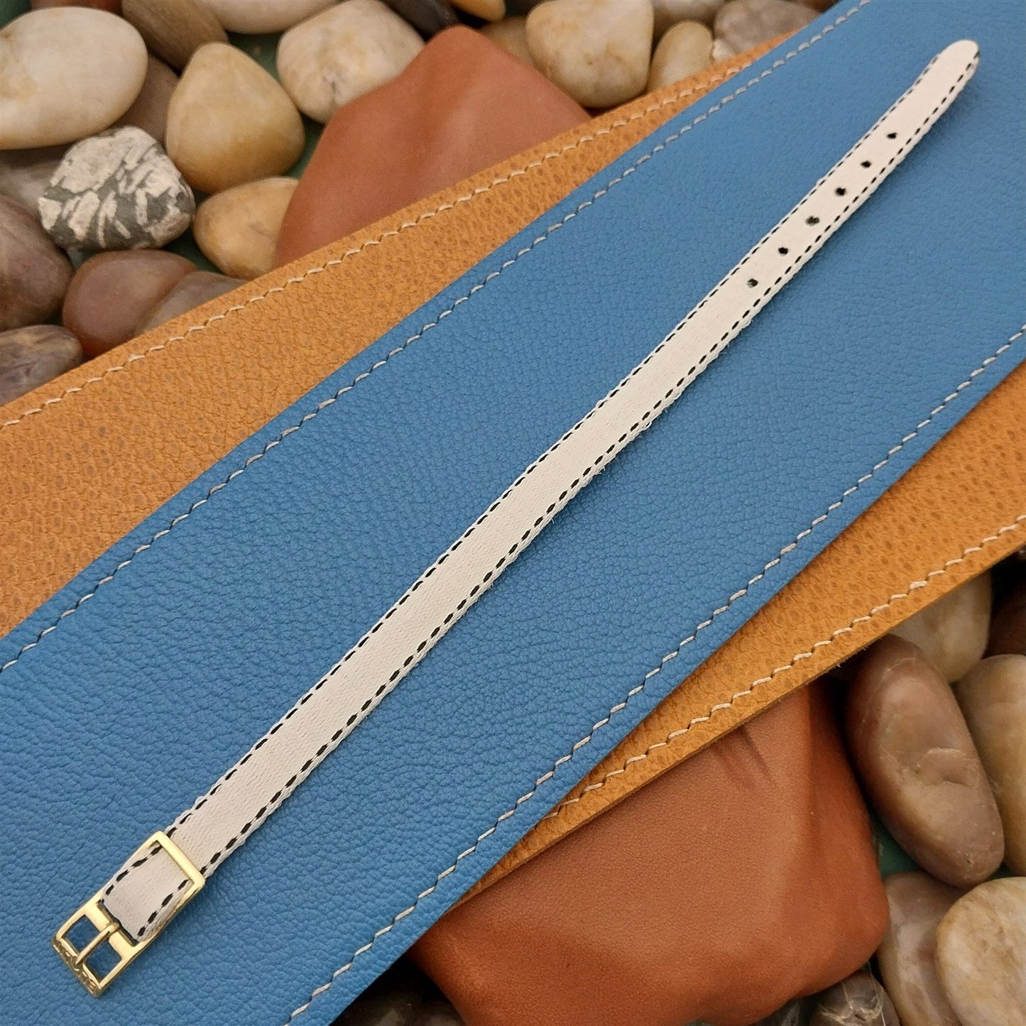 8mm Eulit Classic Perlon Ladies White Single Pass 1960s Vintage Watch Band