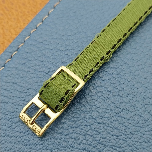 8mm Eulit Classic Perlon Ladies Green Single Pass 1960s Vintage Watch Band