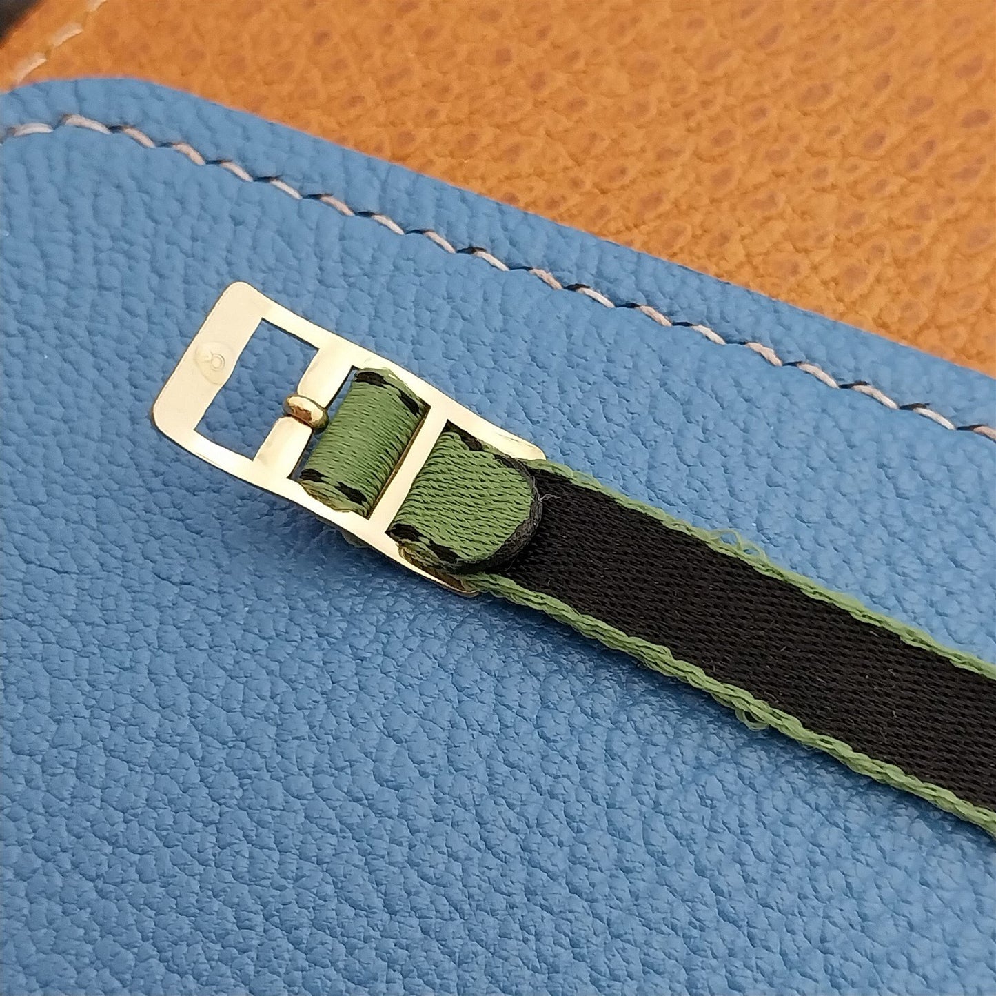 8mm Eulit Classic Perlon Ladies Green Single Pass 1960s Vintage Watch Band