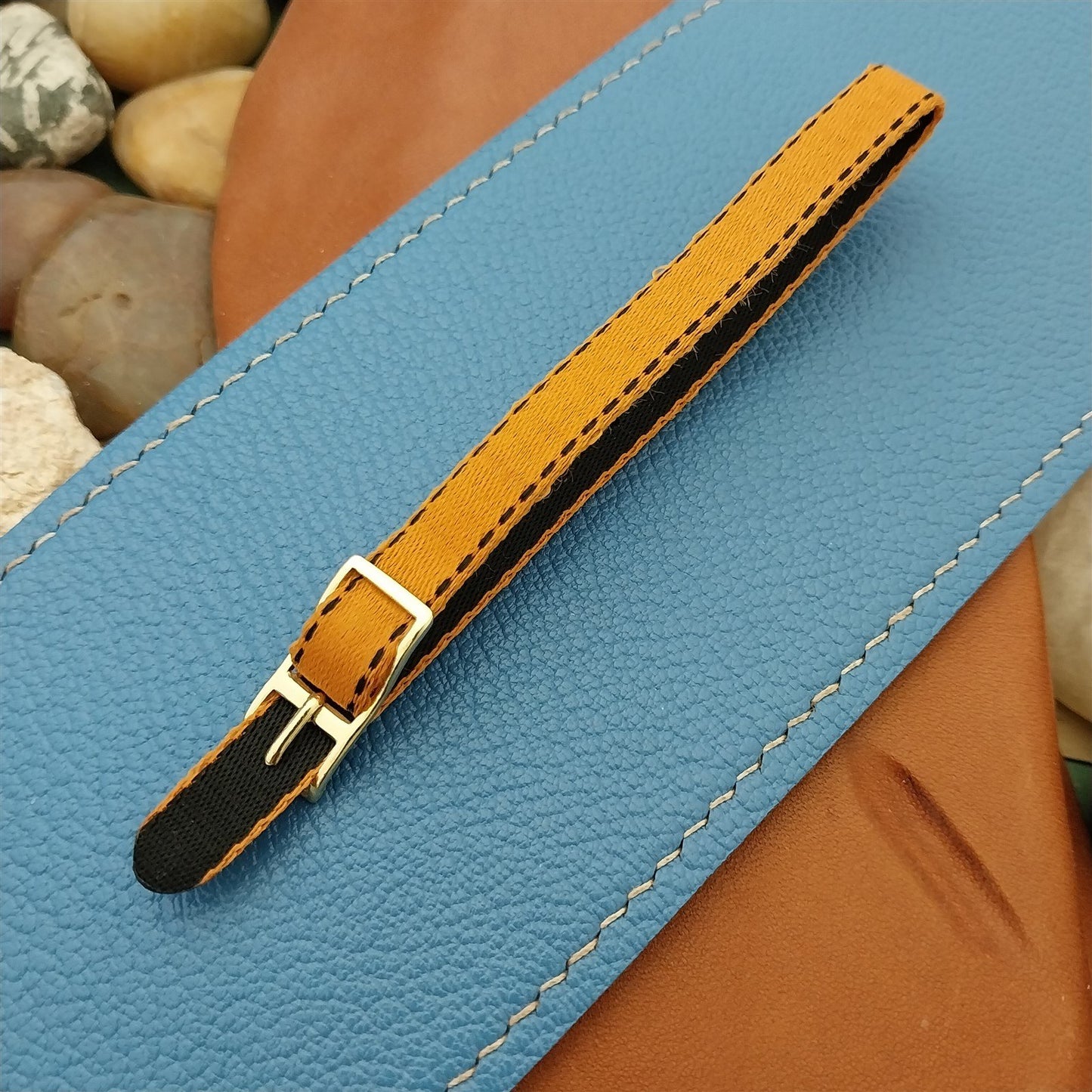 8mm Eulit Classic Perlon Ladies Orange Single Pass 1960s Vintage Watch Band