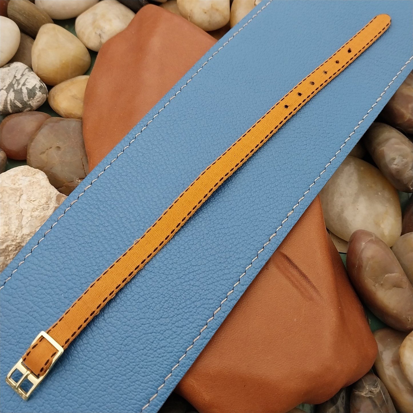 8mm Eulit Classic Perlon Ladies Orange Single Pass 1960s Vintage Watch Band