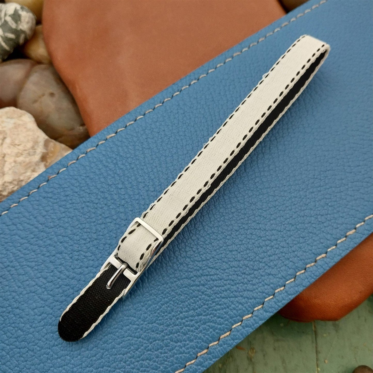 8mm Eulit Classic Perlon Ladies White Single Pass 1960s Vintage Watch Band