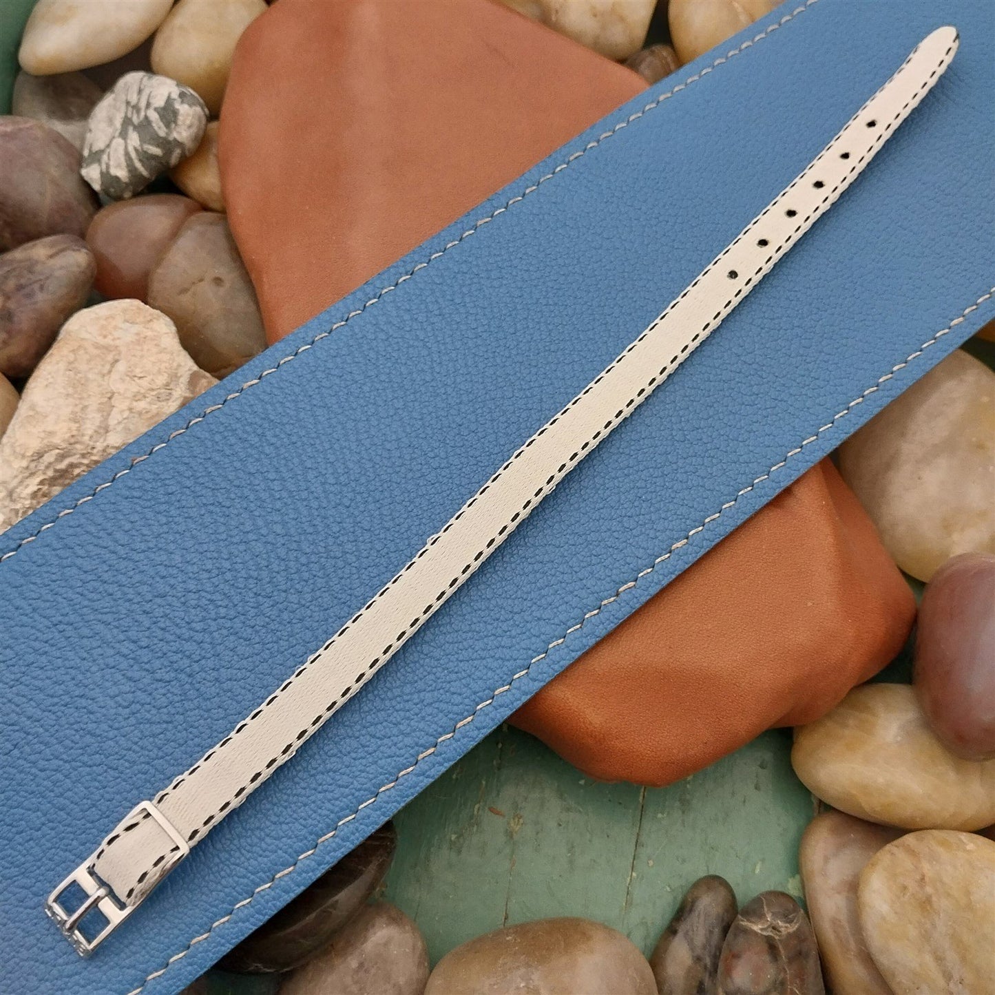 8mm Eulit Classic Perlon Ladies White Single Pass 1960s Vintage Watch Band