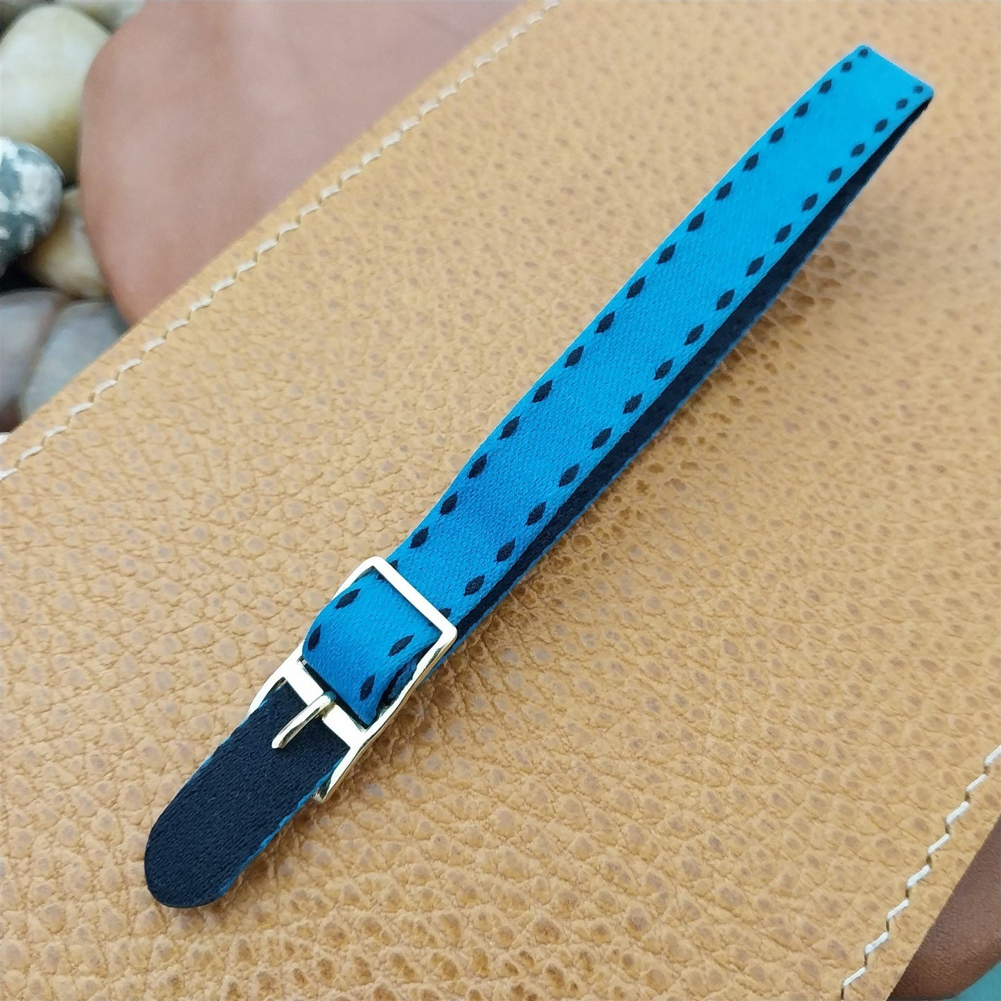 10mm Eulit Classic Perlon Ladies Aqua Single Pass 1960s Vintage Watch Band