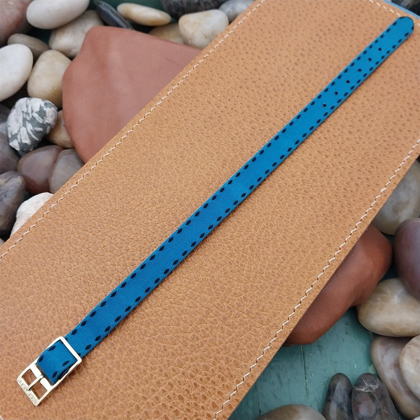 10mm Eulit Classic Perlon Ladies Aqua Single Pass 1960s Vintage Watch Band