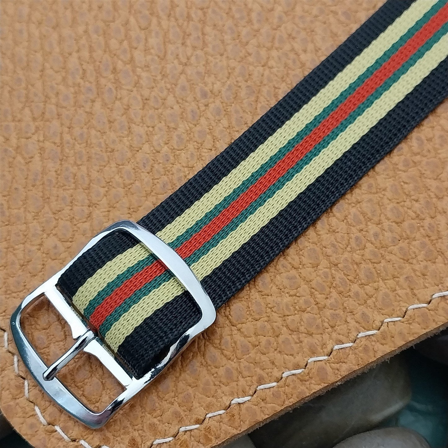 Vintage 18mm Perlon Striped 1960s-1970s Single-Pass Classic Unused Watch Band