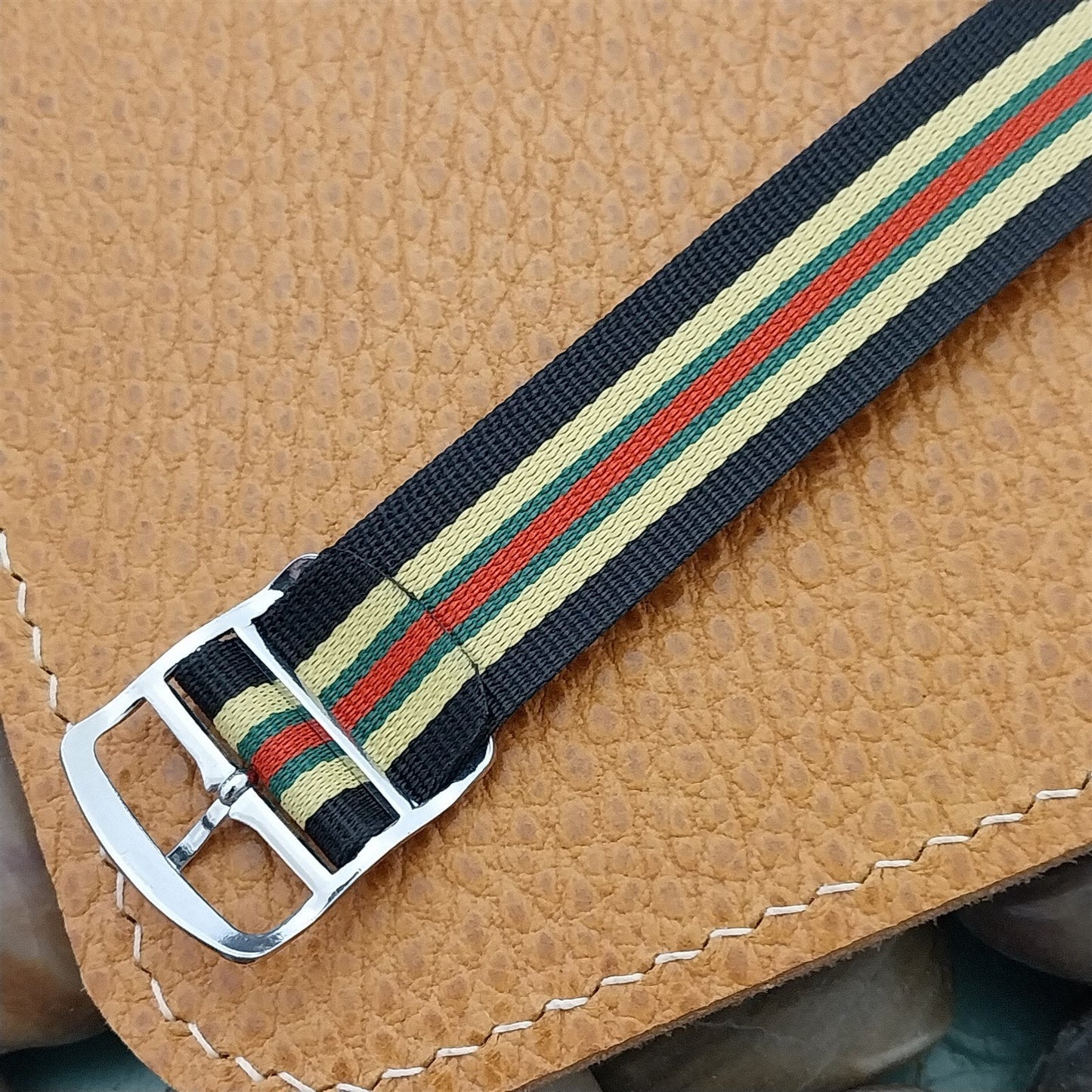 Vintage 18mm Perlon Striped 1960s-1970s Single-Pass Classic Unused Watch Band