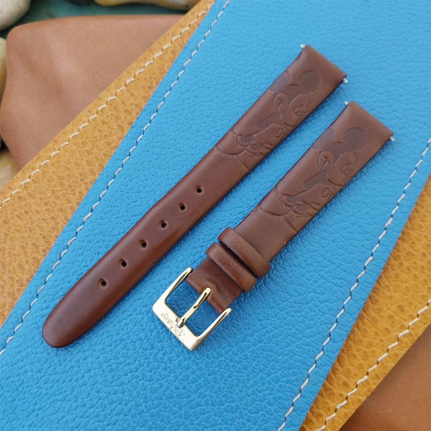 14mm Disney Mickey Mouse Brown Leather Unused Watch Strap