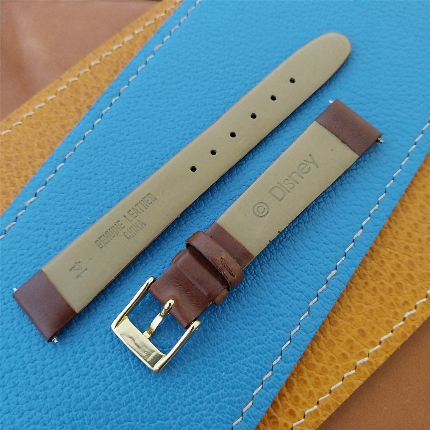 14mm Disney Mickey Mouse Brown Leather Unused Watch Band