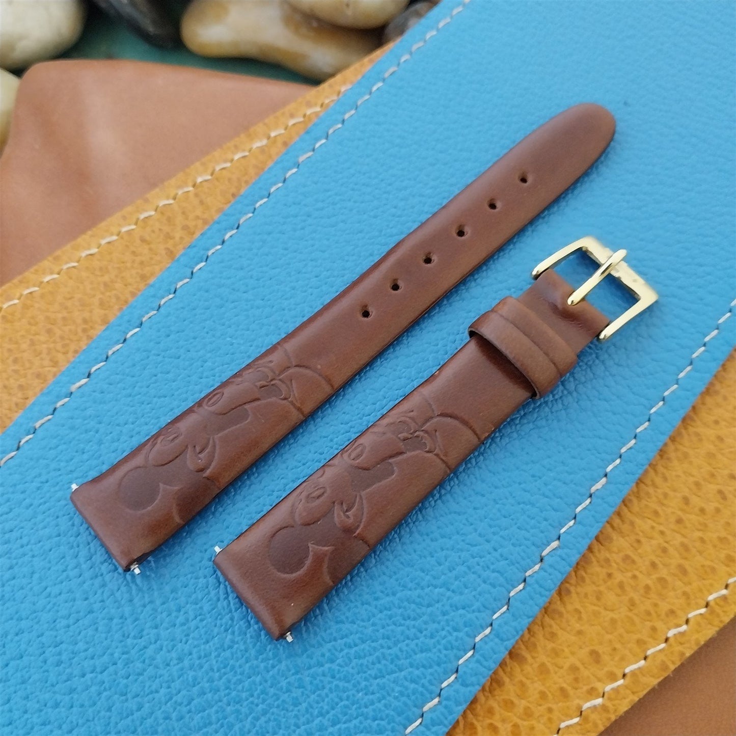 14mm Disney Mickey Mouse Brown Leather Unused Watch Band