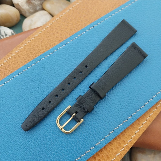 Hirsch 14mm Black Leather Unused Classic Tapered Vintage Watch Band