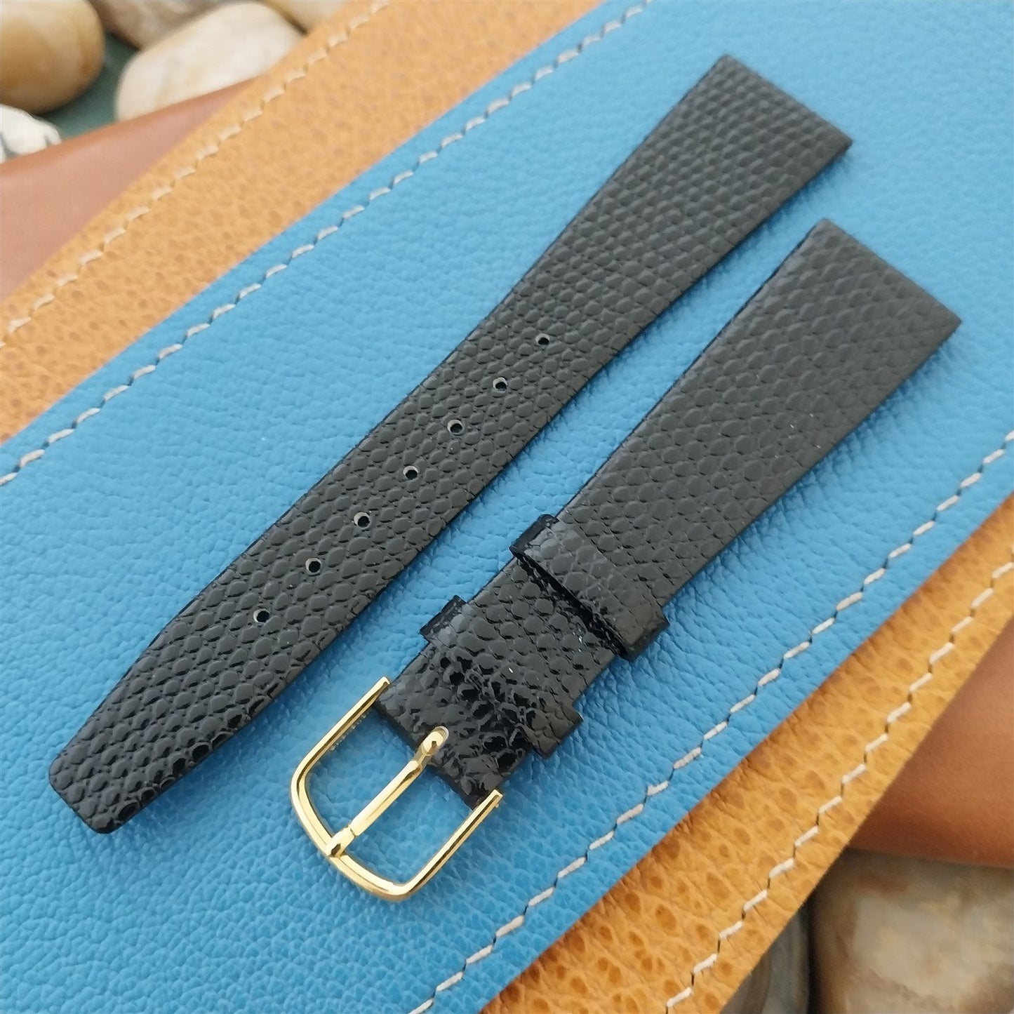 19mm Hadley Roma Black Classic Tapered Lizard 19/14 Unused Vintage Watch Band