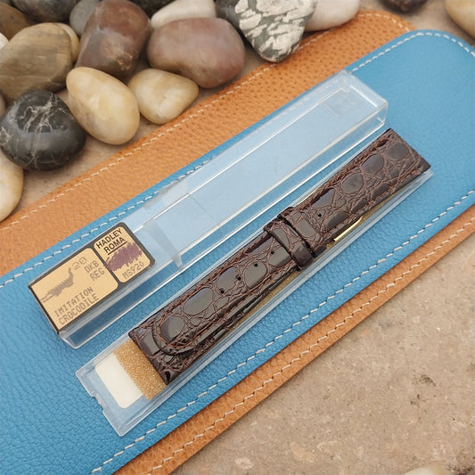 19mm Hadley Roma Tapered Imitation Crocodile Leather Unused Vintage Watch Band