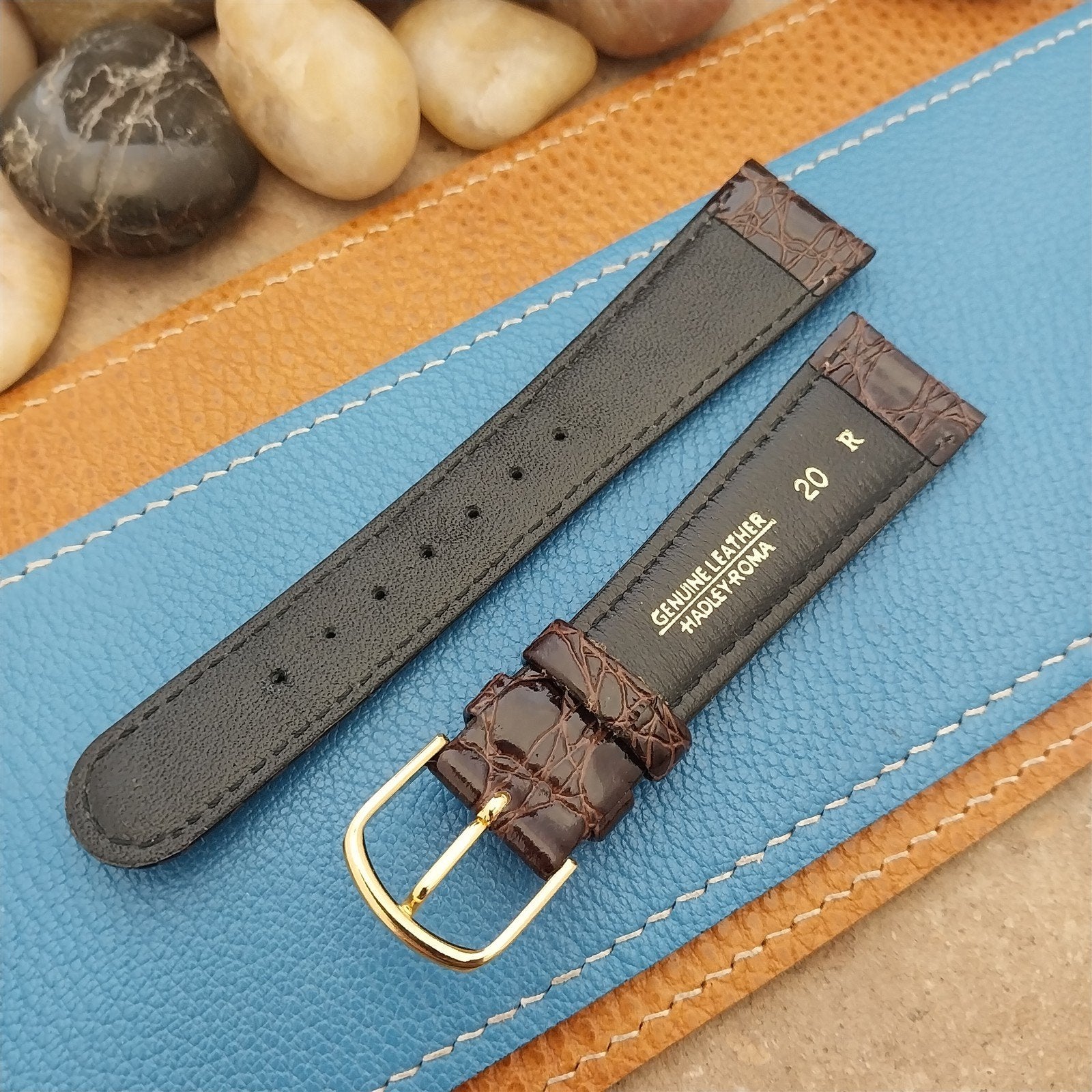19mm Hadley Roma Tapered Imitation Crocodile Leather Unused Vintage Watch Band