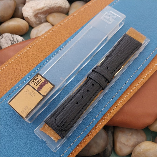 20mm Hadley Roma Black Leather Imitation Shark Classic 20/16 Tapered Watch Band