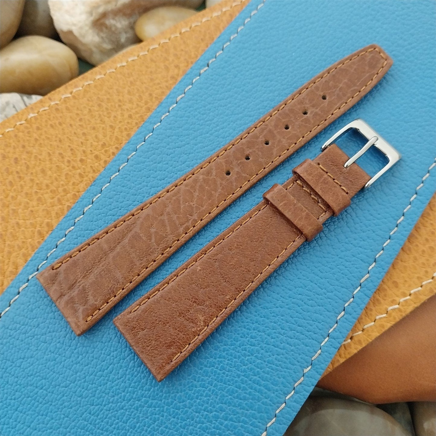 19mm Hadley Roma Brown Leather Classic Tapered 19/14 Vintage Watch Band