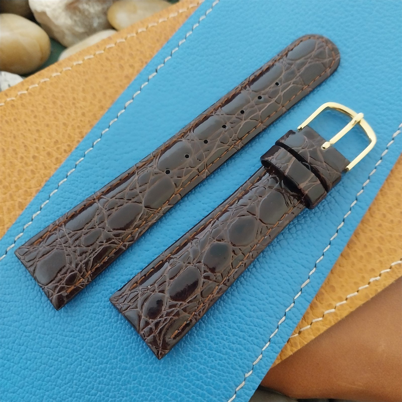 20mm Hadley Roma Tapered Imitation Crocodile Leather 20/16 Unused Watch Band