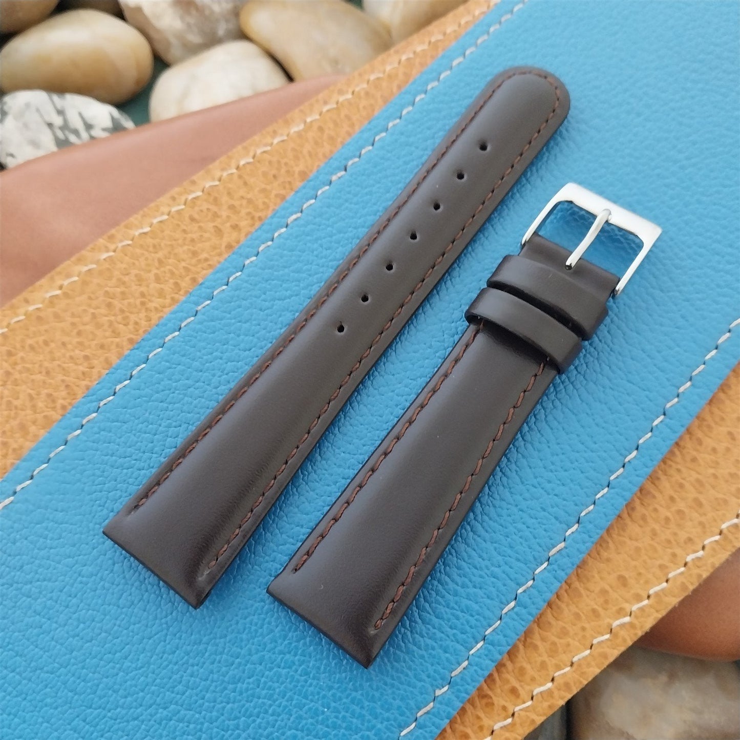 19mm Hadley Roma Brown Padded Calfskin Classic Tapered 19/16mm Unused Watch Band