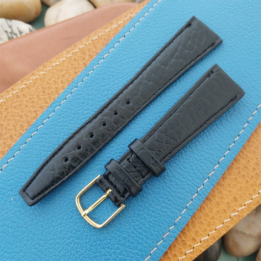 19mm Hadley Roma Black Leather Classic Tapered 19/14 Vintage Watch Band