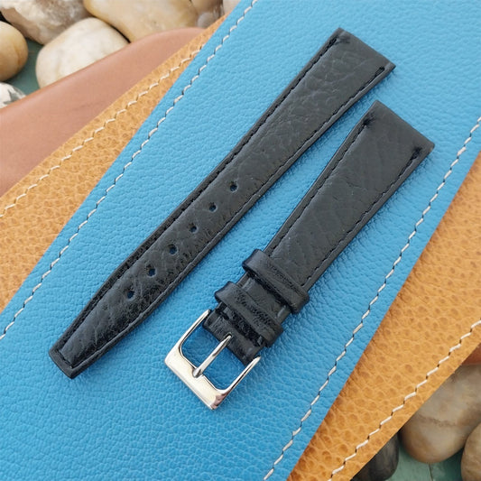 19mm Hadley Roma Black Leather Classic Tapered 19/14 Vintage Watch Band