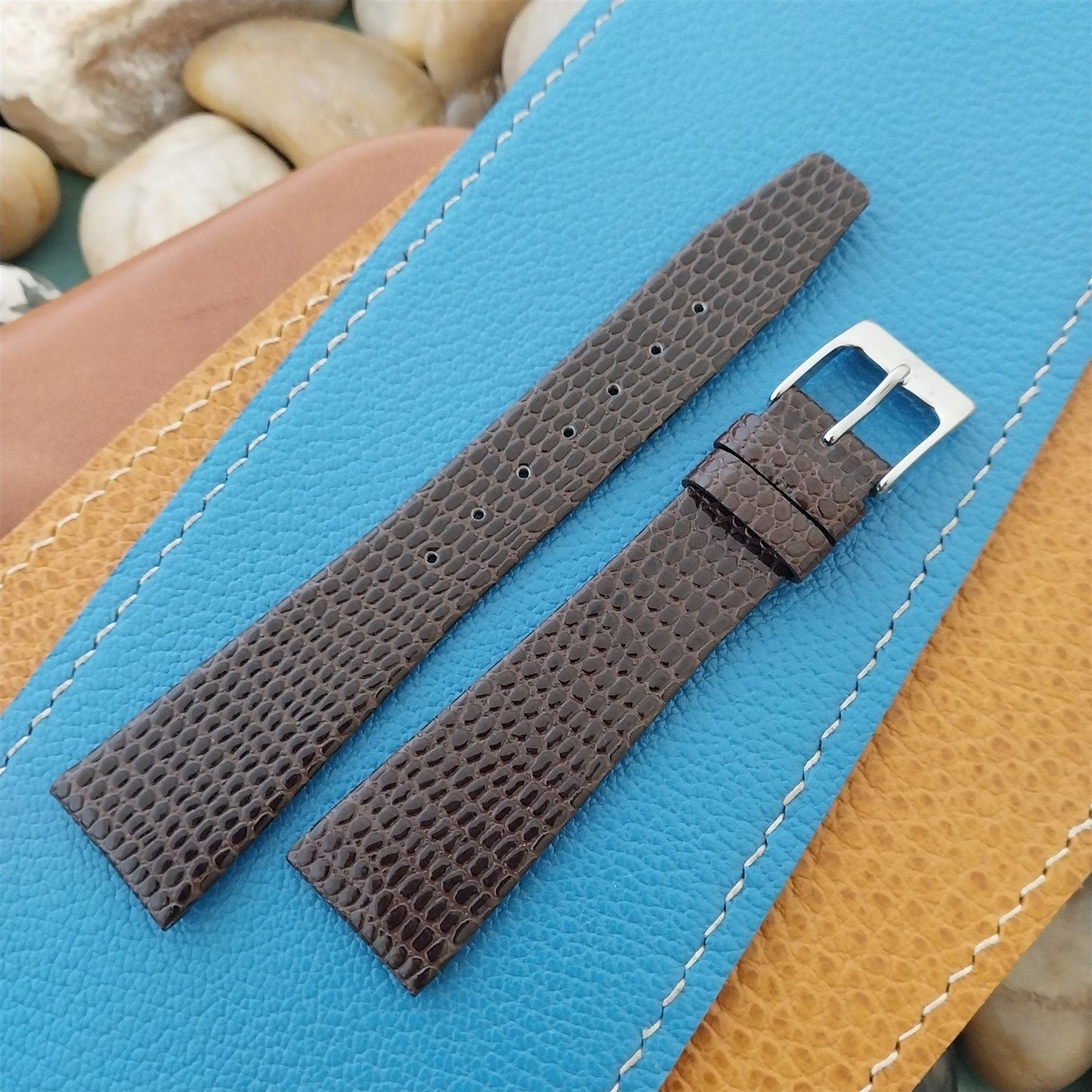 19mm Hadley Roma Brown Lizard-Grain Leather nos Unused Vintage Watch Band