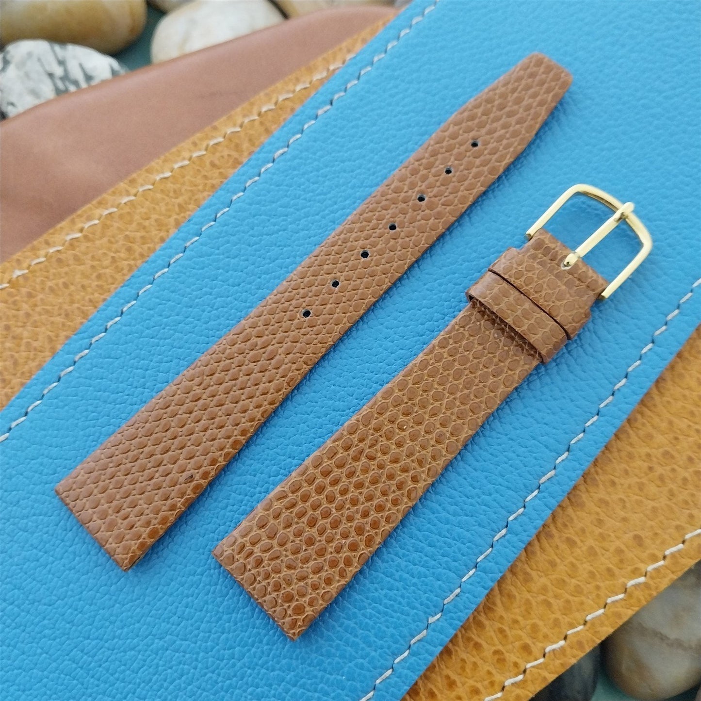 18mm Hadley Roma Tan Lizard-Grain Leather nos Unused Vintage Watch Band