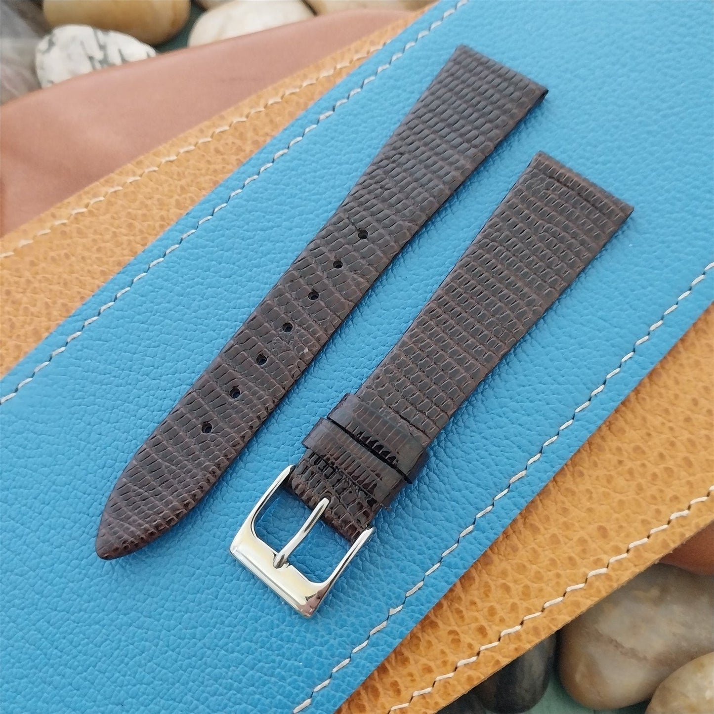 19mm Hadley Roma Brown Tapered Lizard 19/14 Unused nos Vintage Watch Band