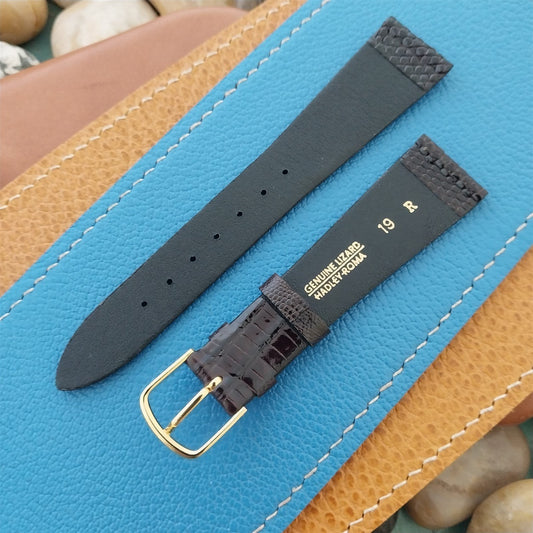 Vintage 19mm Hadley Roma Brown Tapered Lizard 19/14 Unused Classic Watch Band