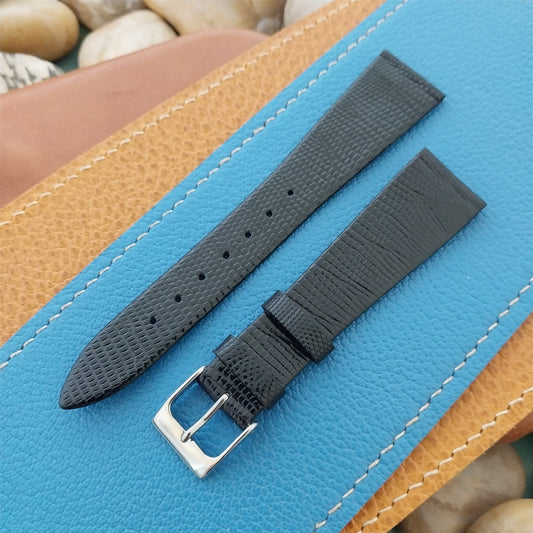 Vintage 19mm Hadley Roma Black Tapered Lizard 19/14 Unused Classic Watch Band