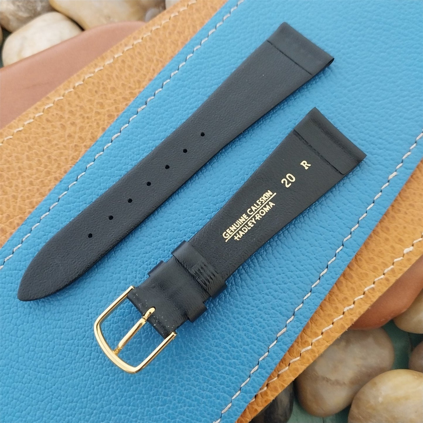 20mm Hadley Roma Black Calfskin Tapered 20/14 Leather Unused Vintage Watch Band