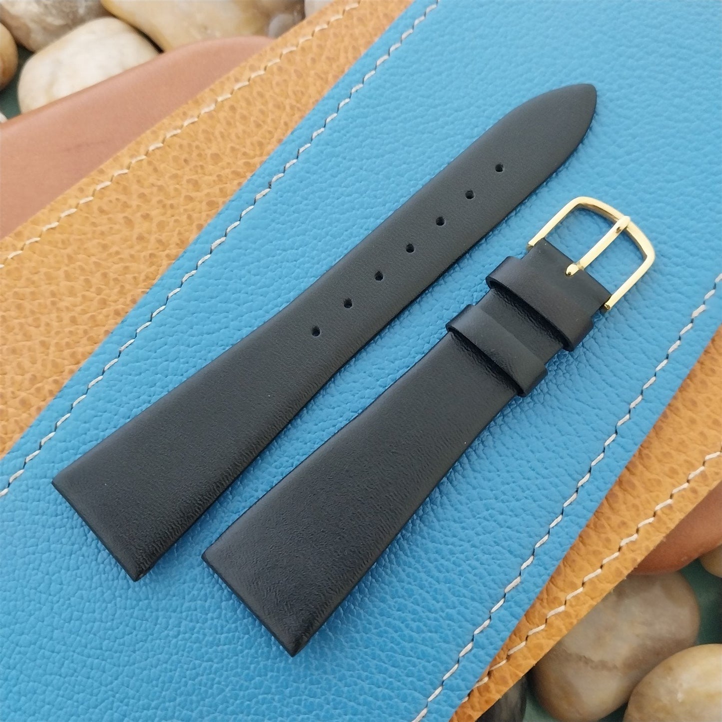 20mm Hadley Roma Black Calfskin Tapered 20/14 Leather Unused Vintage Watch Band