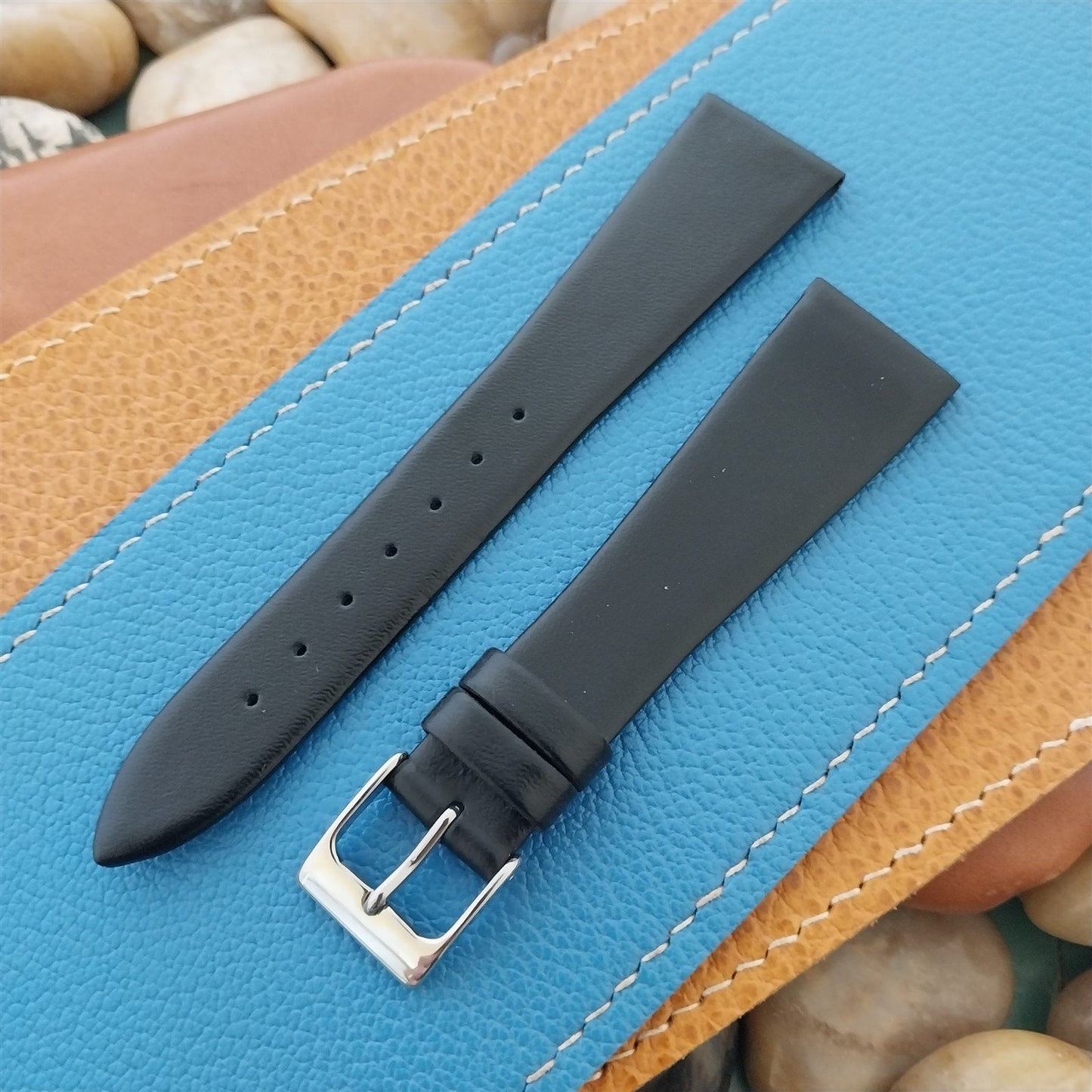 20mm Hadley Roma Black Calfskin Tapered 20/14 Leather Unused Vintage Watch Band