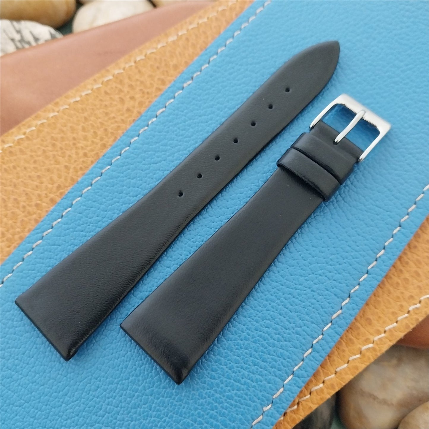 20mm Hadley Roma Black Calfskin Tapered 20/14 Leather Unused Vintage Watch Band