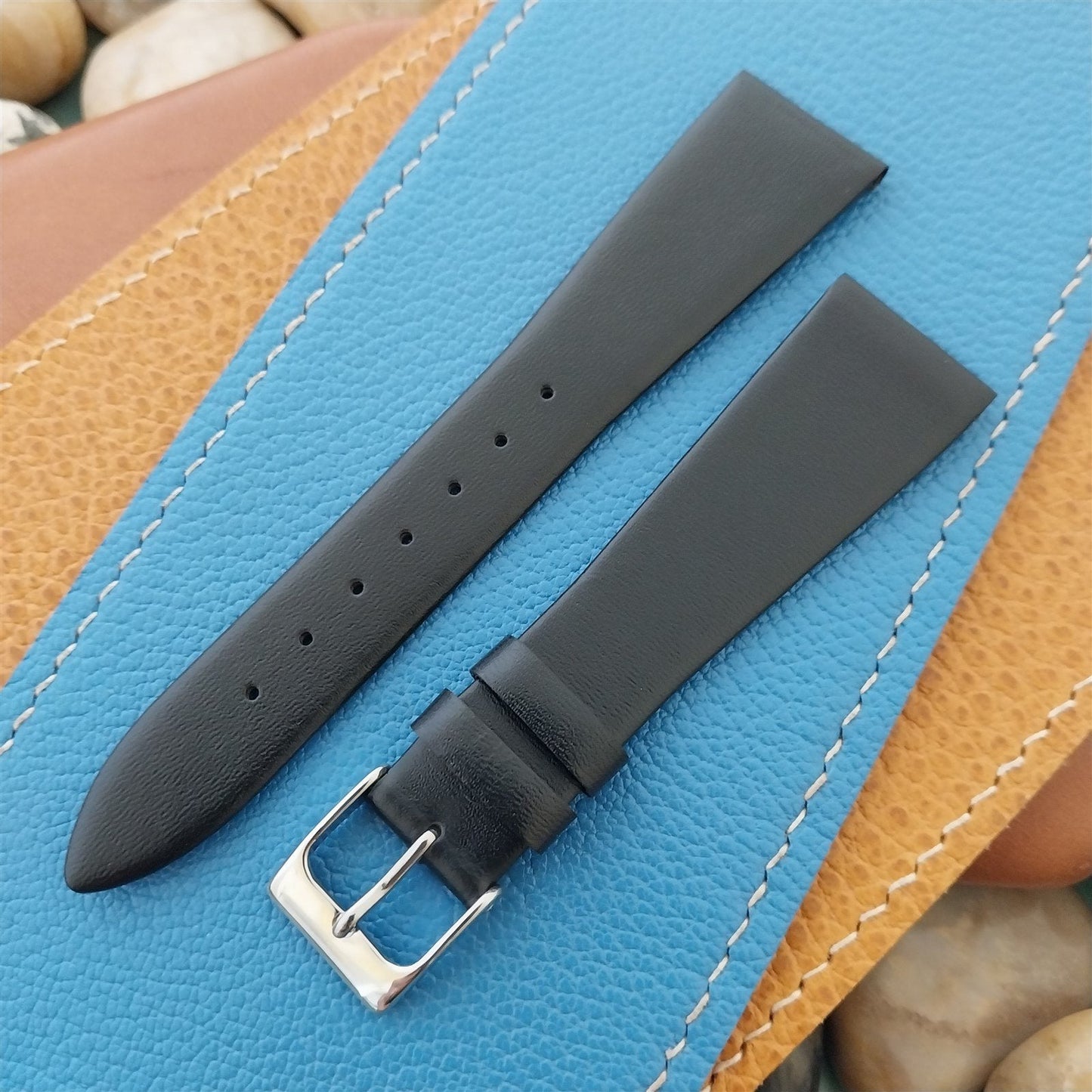 20mm Hadley Roma Black Calfskin Tapered 20/14 Leather Unused Vintage Watch Band